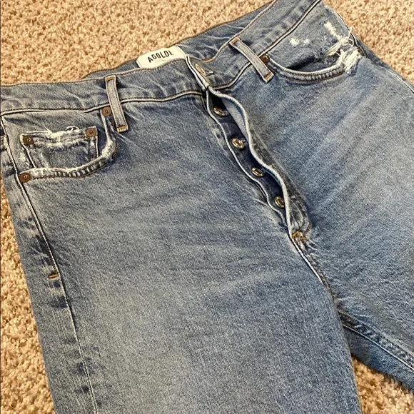 Agolde Nico HighWaist ButtonFly Distressed Jeans A093D-3002 Organic Cotton. 28 - Picture 3 of 15